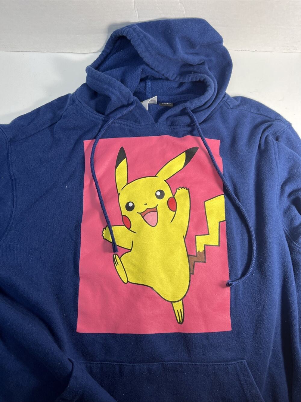 Pokemon Mens Blue Pikachu Long Sleeve Pullover Drawstring Hoodie Sweatshirt SM